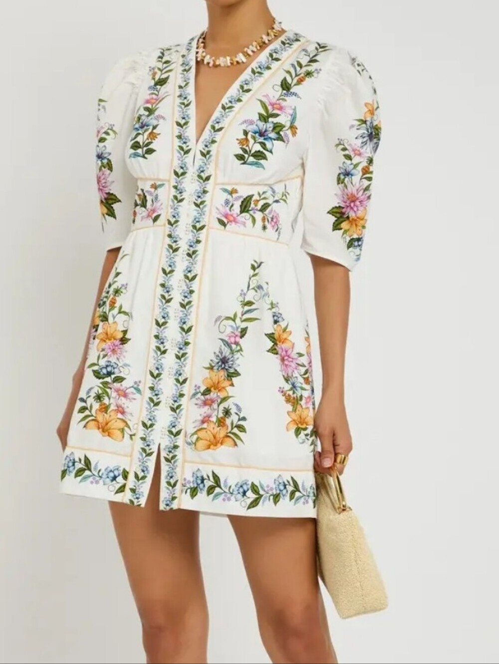 FARM Rio Sweet bloom Dreamscape White Mini Dress with Multicolor Floral Print XL - Picture 1 of 16